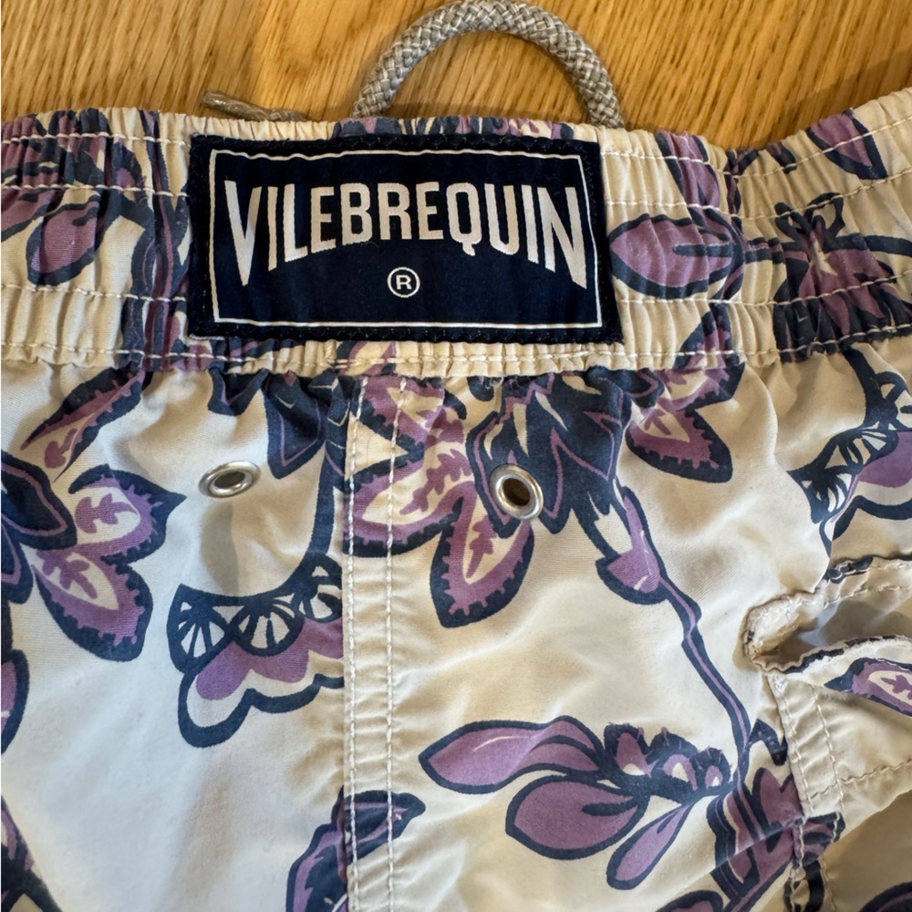 Vilebrequin White and Purple Floral High Waist Women's Shorts